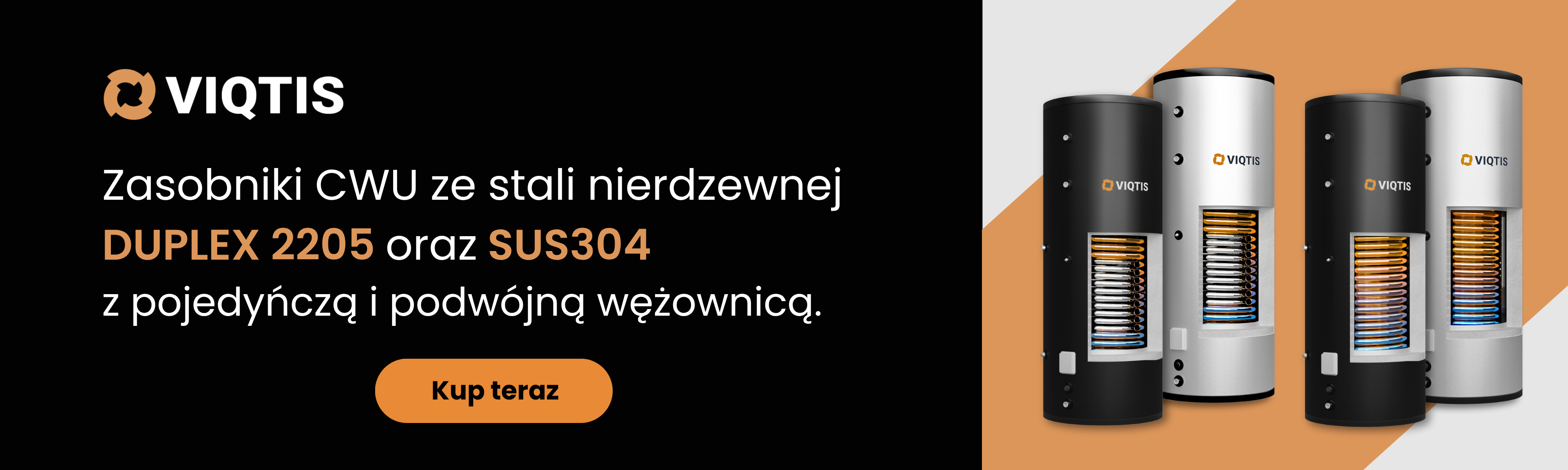 Zasobniki CWU ze stali nierdzewnej SUS304 i DUPLEX, jedna i dwie wężownice